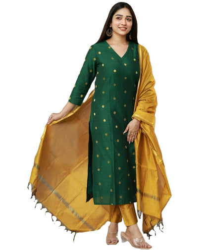 Gosriki WomenS Rayon Viscose Straight Printed Kurta With Pant & Dupatta (Sdf Green-Vks01-Gs_Xxl_Green_Xx-Large)
