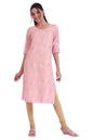 Aurelia Women's Pink Printed Straight Kurta (Size: 2XL)-A15666-509048