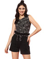 Juneberry Women Cotton Regular Fit Floral Print Black Co-Ords (Co0323_3005_Blk_Xxl)