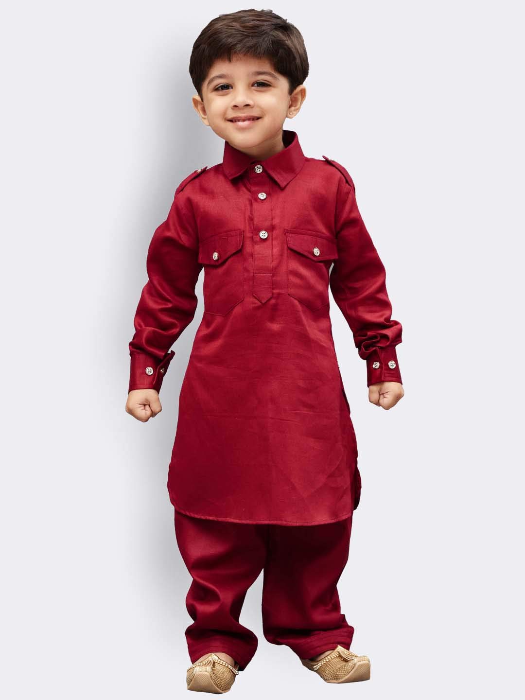 Vastramay Boys Pathani Khan Suit Set  Soft Cotton Fabric With Patiala Pyjama  Perfect For Holi & Eid