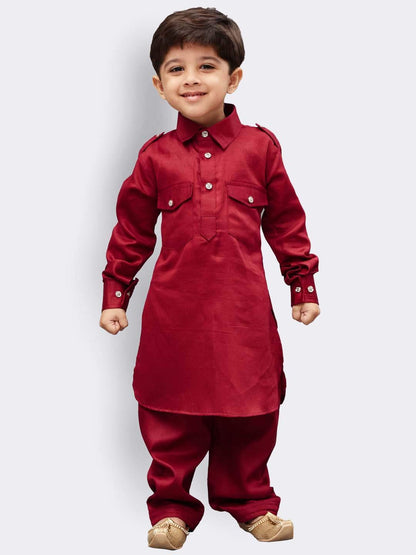 Vastramay Boys Pathani Khan Suit Set  Soft Cotton Fabric With Patiala Pyjama  Perfect For Holi & Eid