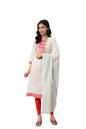 W For Woman Cotton Dobby Straight Kurta, Leggings And Butta Dobby Dupatta Set