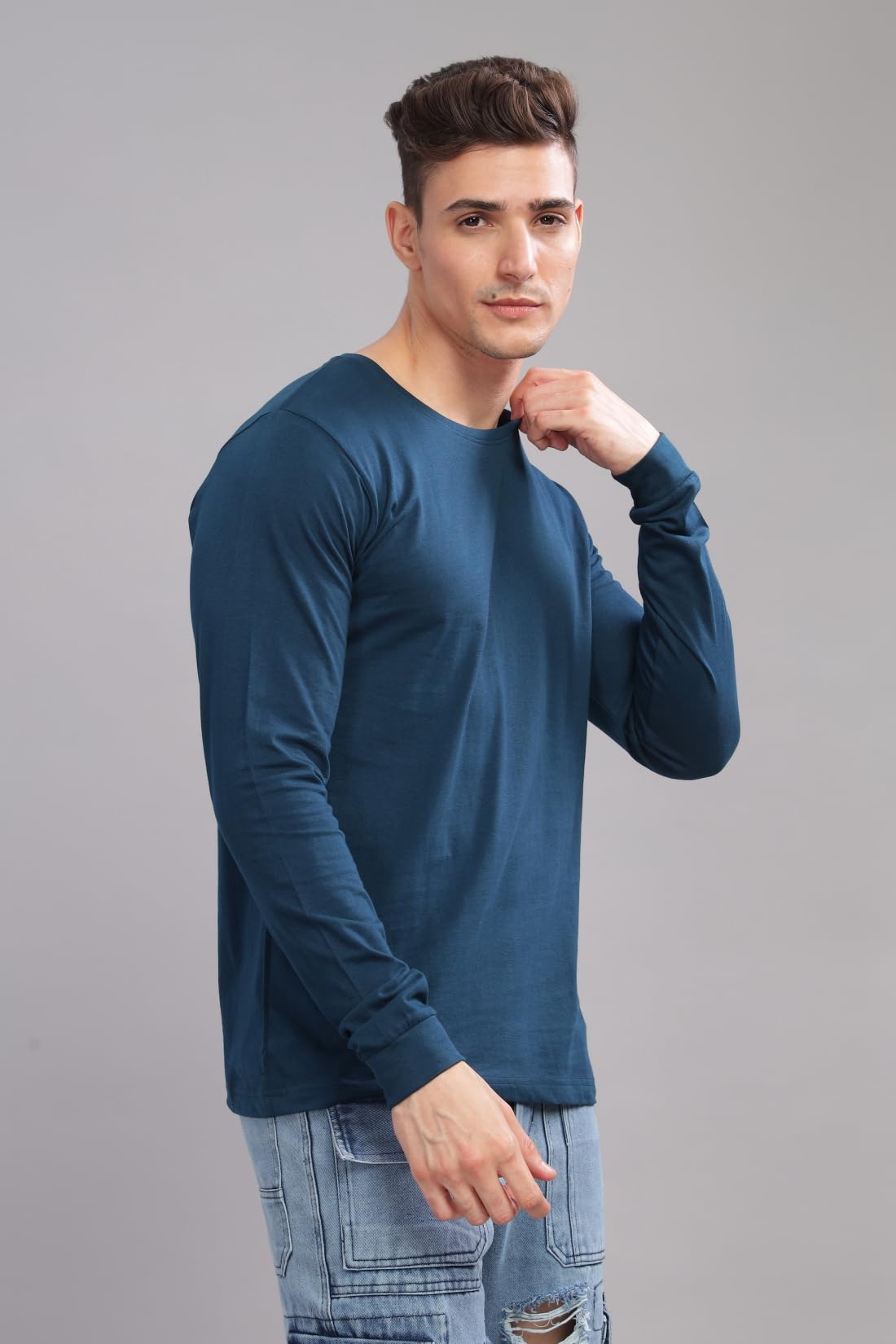 ADRO Full Sleeve Tshirt for Men | Plain T Shirt for Men | 100% Cotton Tshirt | Full Sleeve T-Shirt | Mens Full Sleeves T Shirts