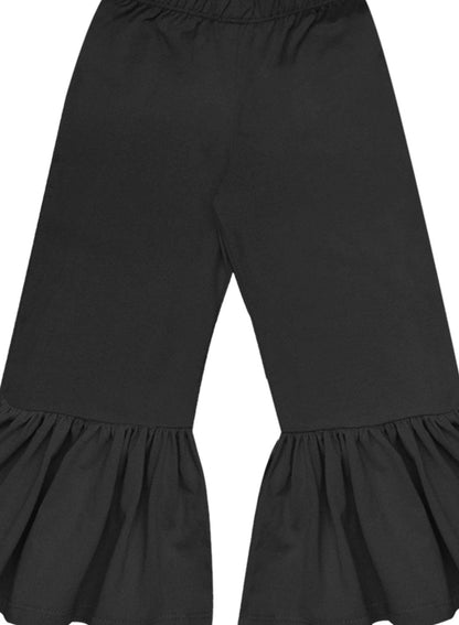 A.T.U.N. (ALL THINGS UBER NICE) Girls High Rise Regular Elasticated Waistband Casual Ruffle Pants Black