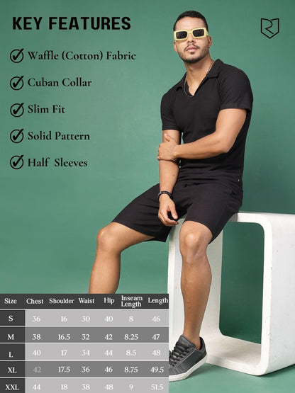 Rigo Waffle Knit Co-ord Set for Mens | Night Suit Set | Lounge-wear Nightdress Pajama Set | Night Wear, Beach Wear, Vacation We