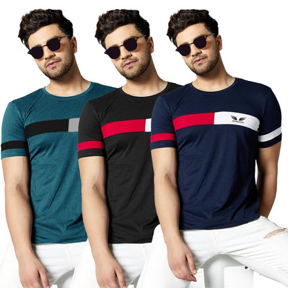 Noble Monk Men Regular Fit T-Shirt | Round Neck | Half Sleeve | Self Design | Casual T Shirt For Men