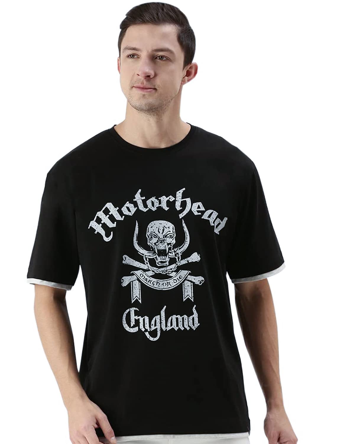 Veirdo Mens Oversized Motorhead Printed Short Sleeve T-Shirt