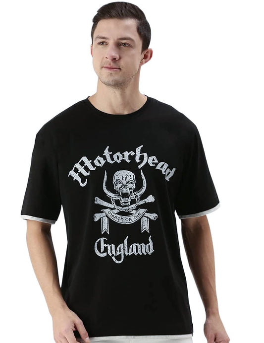 Veirdo Mens Oversized Motorhead Printed Short Sleeve T-Shirt