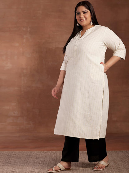 Extra Love By Libas Women's Cotton Striped Straight Kurta