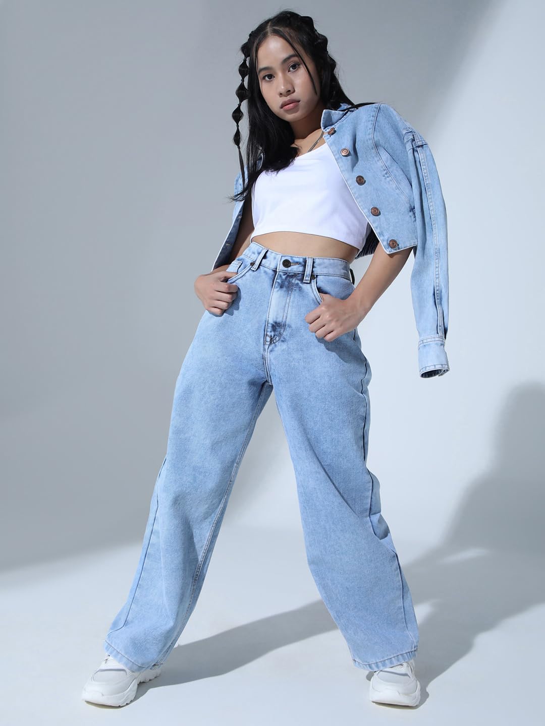 Hubberholme Women Blue Cotton Relaxed Fit High-Rise Jeans