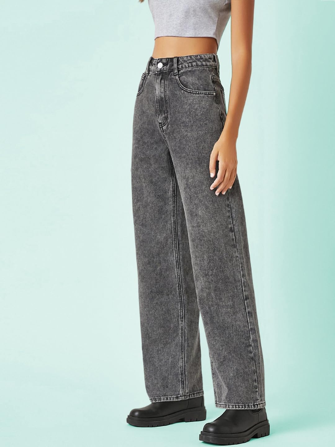 Kotty WomenS Solid High Rise Stylish Looking Comfortable Stretchable Jeans(Grey,28)