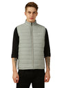 Dennis Lingo Men Grey Solid Regular Fit Sleeveless Mock Collar Padded Jacket