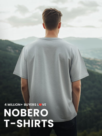 Nobero MenS Solid Oversized Fit T-Shirt (1M-Twts-R0039_Grey Melange