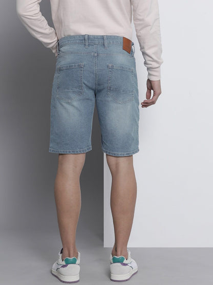 The Indian Garage Co Men Slim Fit Two Toned Mid-Rise Denim Shorts