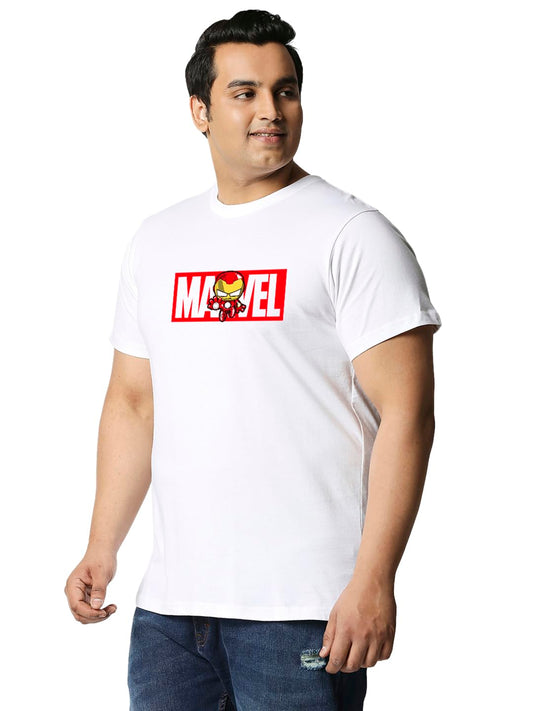 Bewakoof Official Marvel Merchandise Iron Man Mens Graphic Print Regular Fit Half Sleeve Round Neck Cotton Plus Size T-Shirt_63