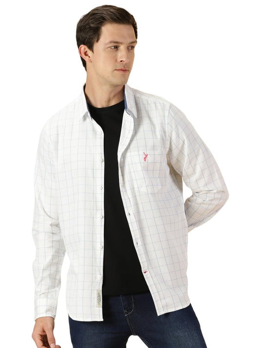 Thomas Scott Checkered 100% Cotton with Spread Collar Casual Shirts for Mens