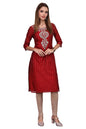 Aurelia Women's Red Dori Embroidered Chanderi Jacquard Straight Festive Kurta (Size: M)-A16095-705790