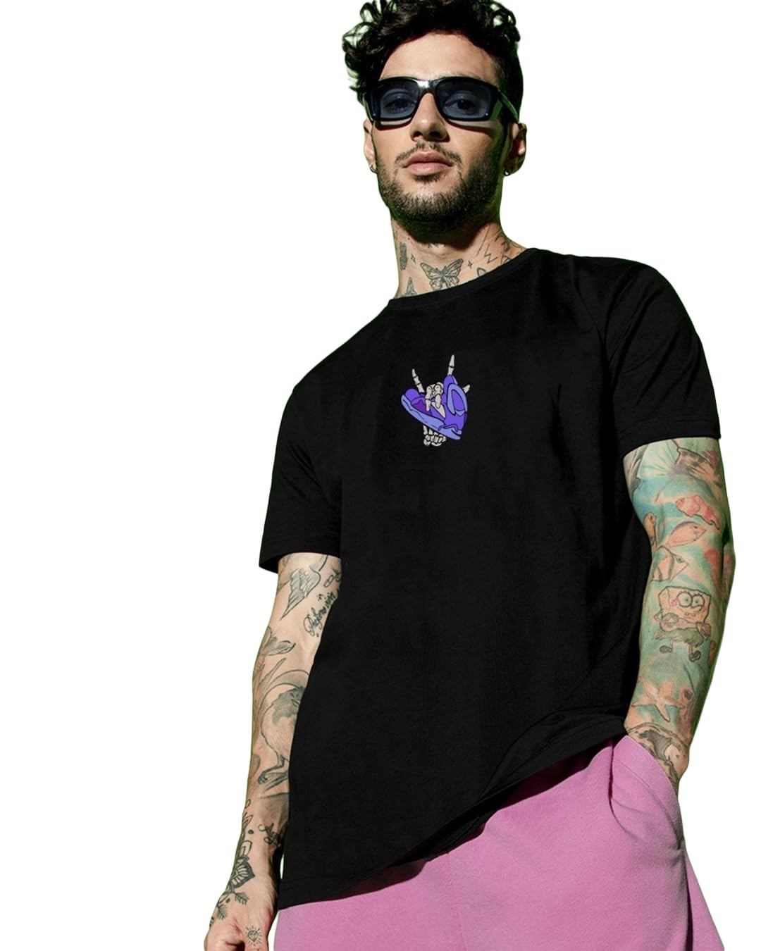 Bewakoof MenS Sneaker Gang Graphic Printed 100% Cotton T-Shirt - Regular Fit, Round Neck, Half Sleeves_595580_Black_2Xl