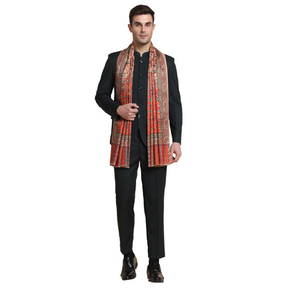Weavers Villa Mens Acro Wool Blend Printed Shawl - Handloom Paisley Design - Stoles for Men - Gents Shawls - Soft & Warm Wrap -