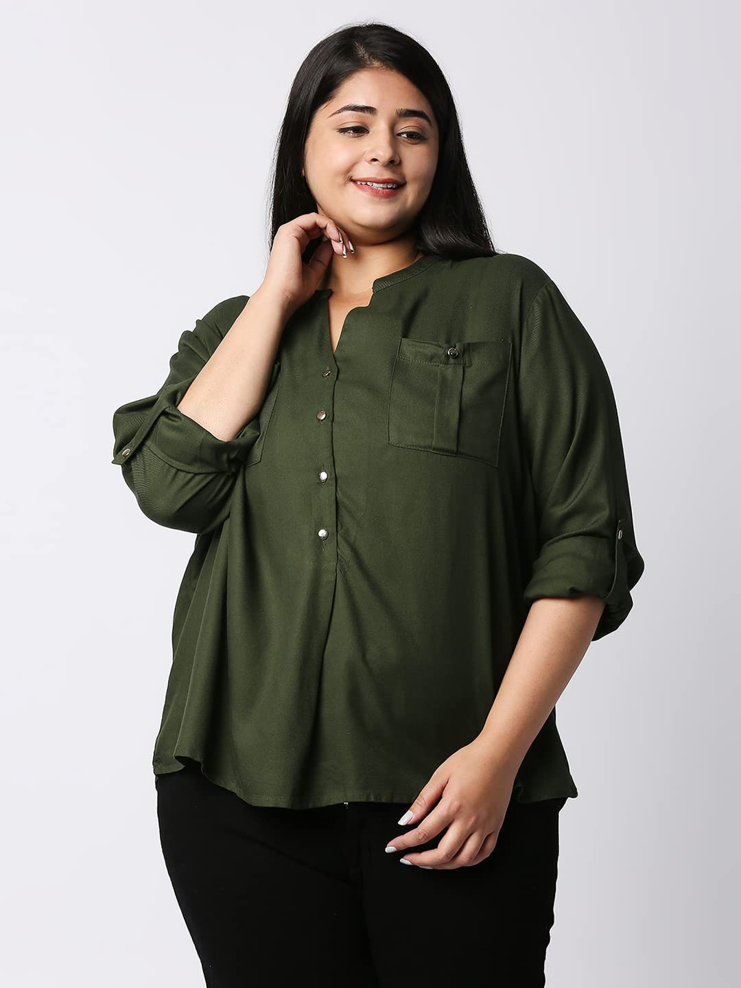 Style Quotient Women Olive Green Casual Shirt