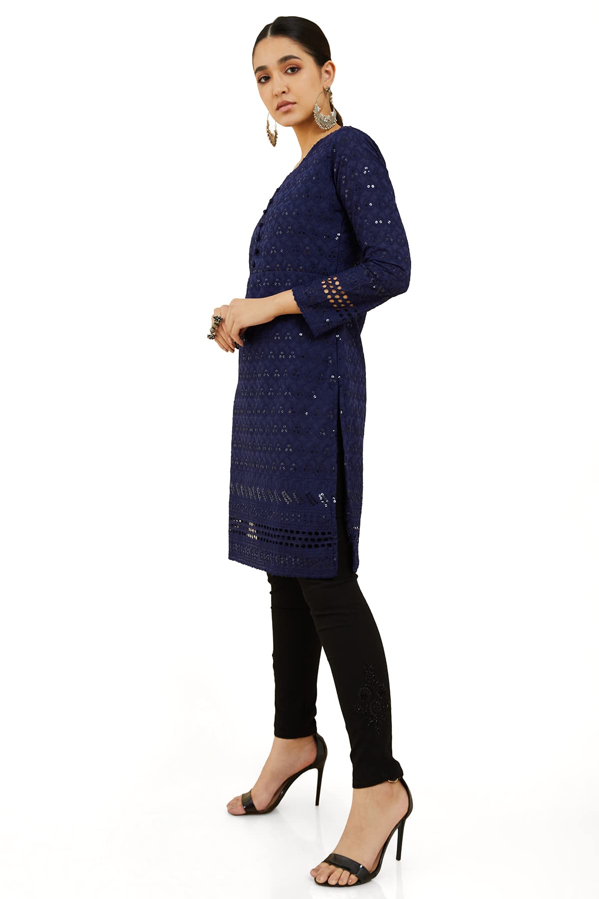 Soch Women Cotton Floral Blue Kurta