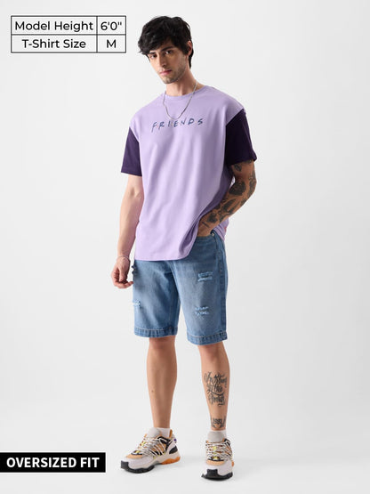The Souled Store Official F.R.I.E.N.D.S: Doodle FusionTalent Men and Boys Regular Fit Half Sleeve Graphic Printed Cotton Purple