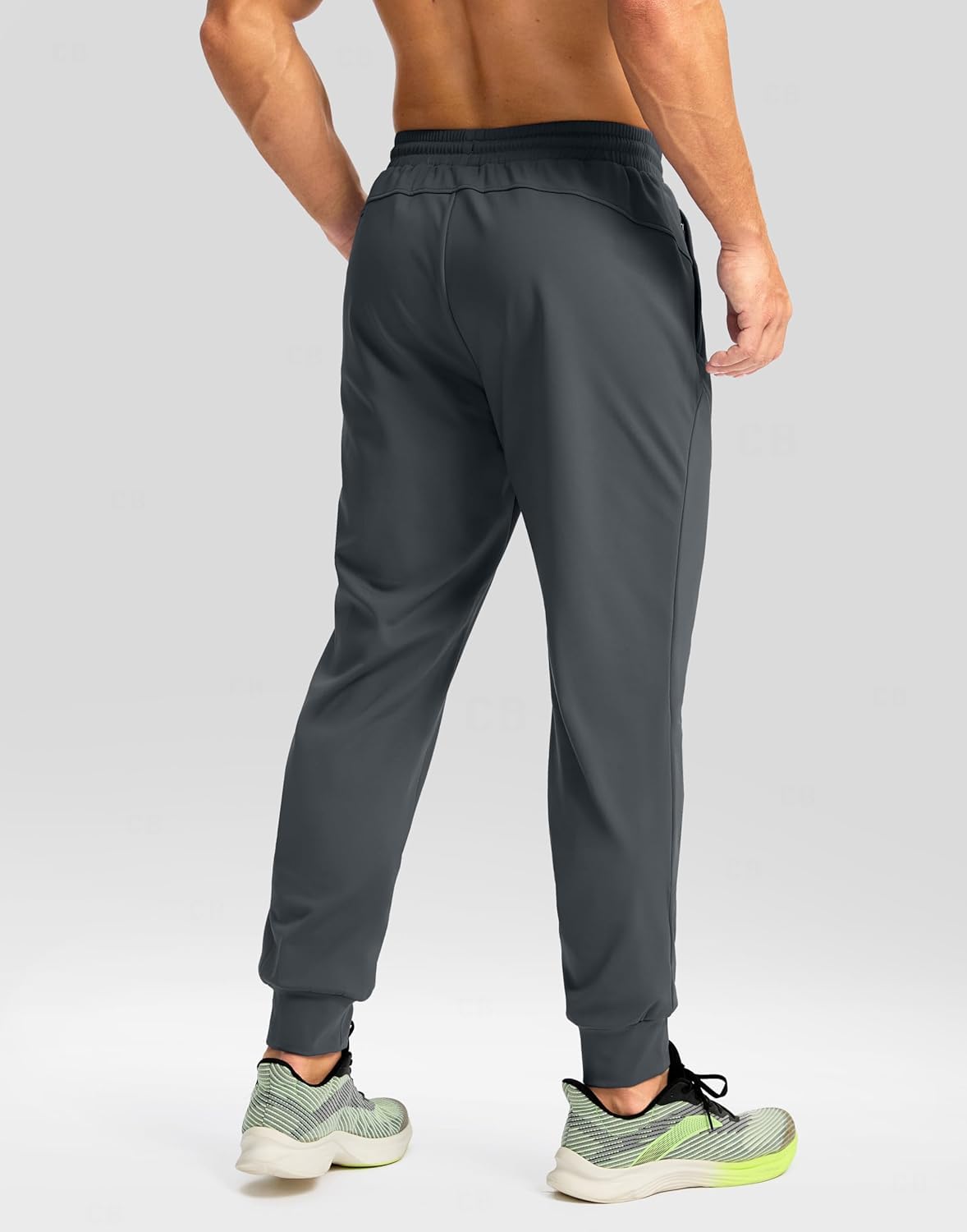 CB-COLEBROOK Mens Fleece Joggers with Zipper Pockets Solid TreckPants Water Resistant Athletic Workout Gym Sweatpants for Men (