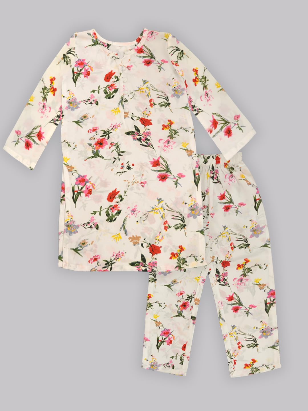 A.T.U.N. (ALL THINGS UBER NICE) Girls Floral Printed 3/4 Sleeve Kurti and Pant Set | Stylish Traditional Ethnic Wear Salwar Suit