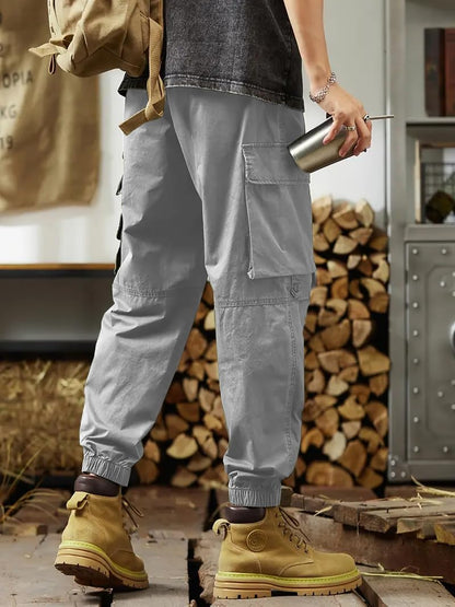 TAGAS Men Cotton Cargo Trouser ||Joggers Cargo for Men|| Mens Multi Pocket Cargos Pants||MC-17 Light Grey