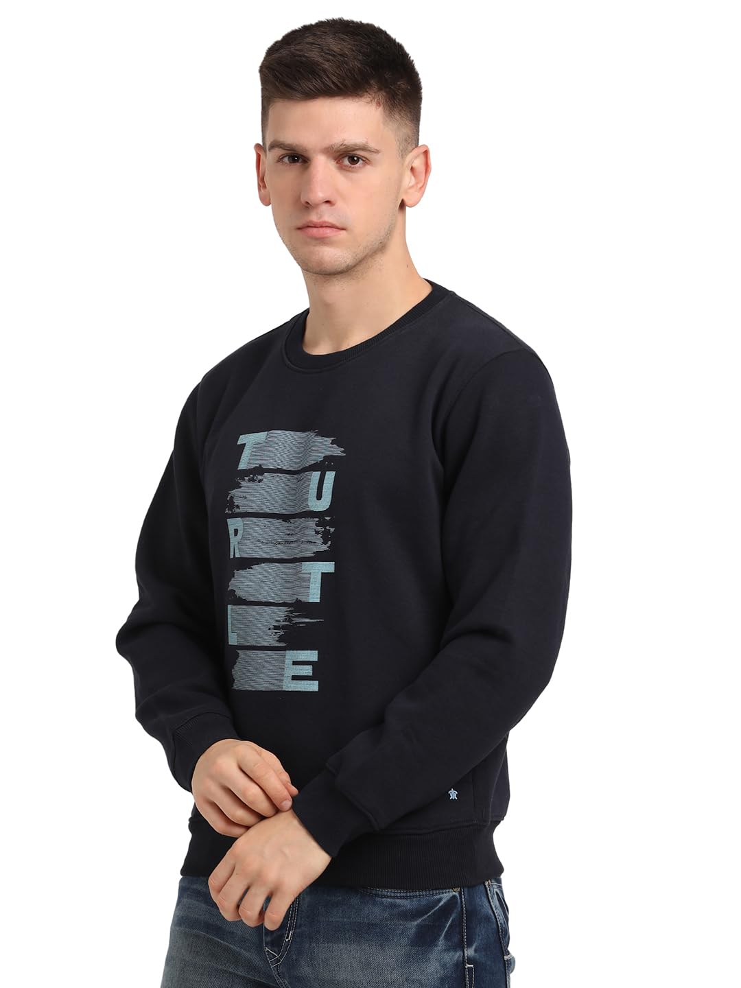 Turtle Men Poly Cotton Slim Fit Full Sleeve Navy Sweatshirt