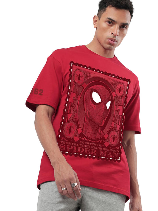 Bewakoof Official Marvel Merchandise Peter Parker MenS Graphic Printed Oversized Fit Half Sleeve Round Neck Cotton T-Shirt_6609