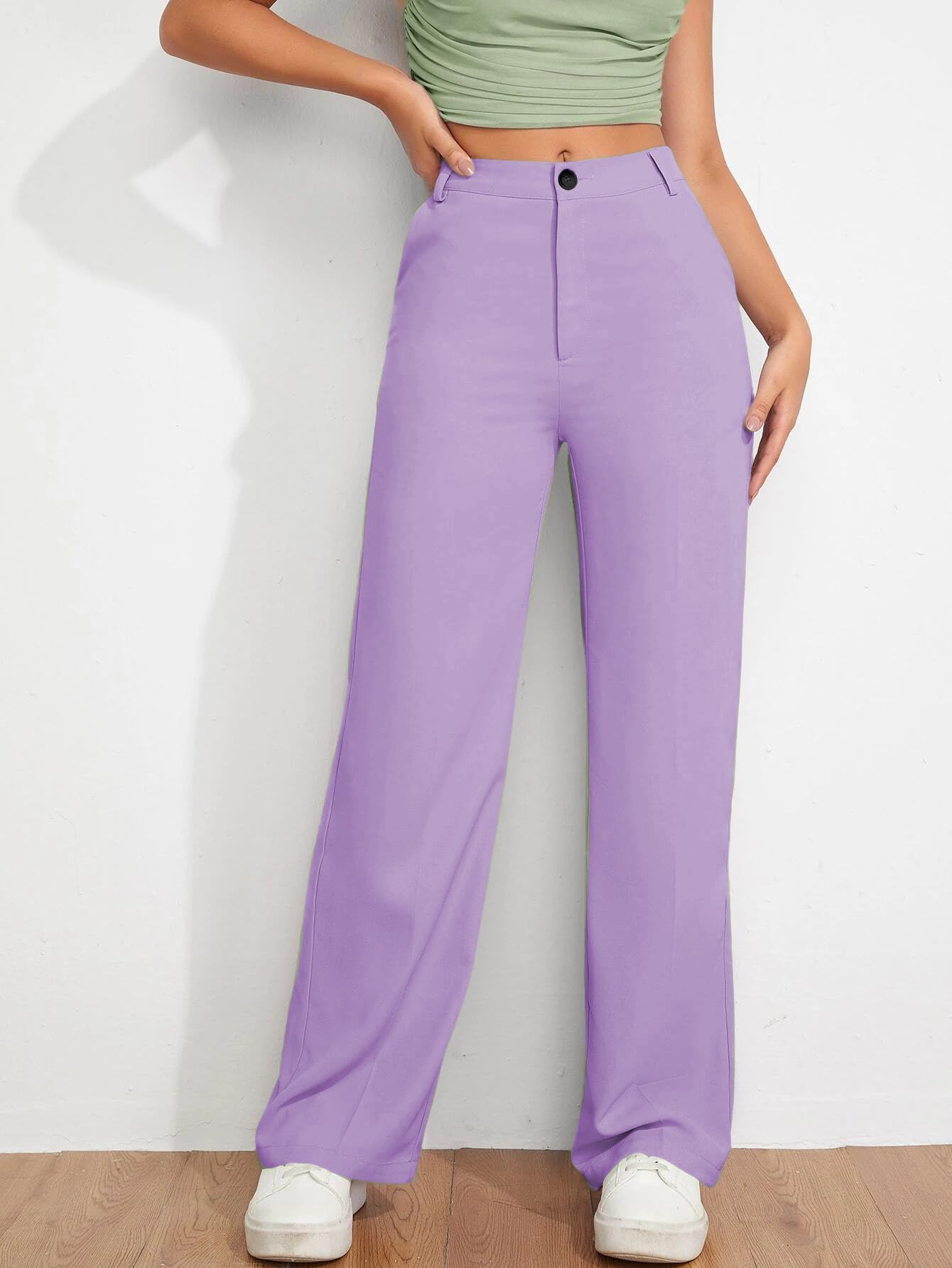 Toochki Trousers for Women | Womens High-Waisted Pant | Trouser | Korean Style | Purple Color | Bottom Wear