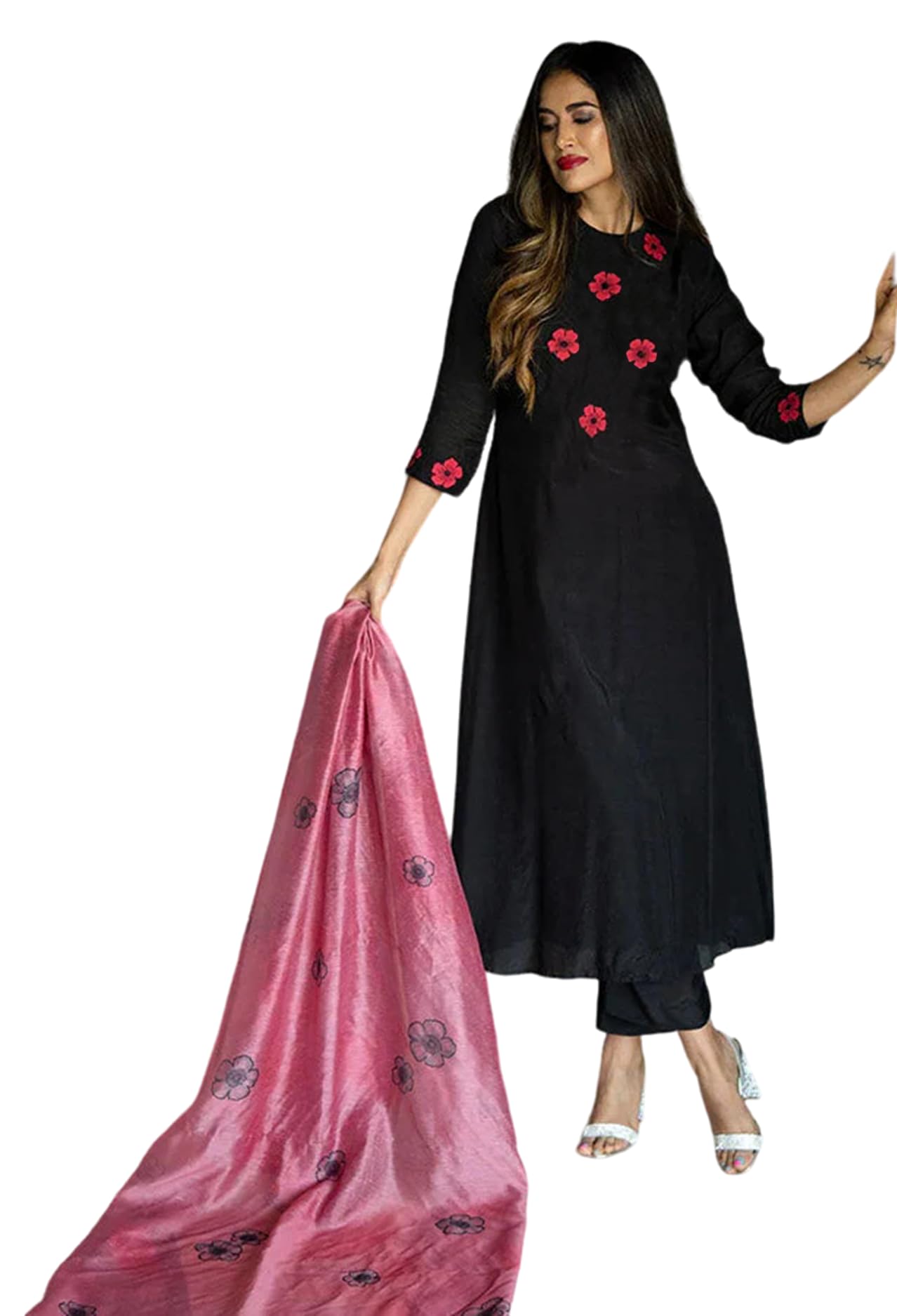 Fabnex Kurta Set For Women | Embroidered Women Kurta Set With Pant | Stylish Kurti Pant Set | Kurta Sets For Women (K-84) (In, A