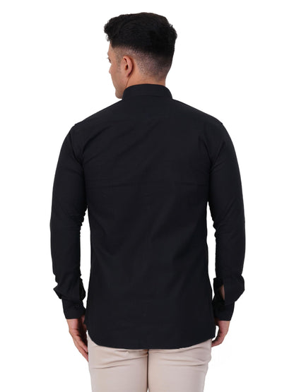PRAKASAM COTTON Black Half Sleeve Shirt for Mens/Regular Fit Cotton Black Half Sleeve Shirt for Mens