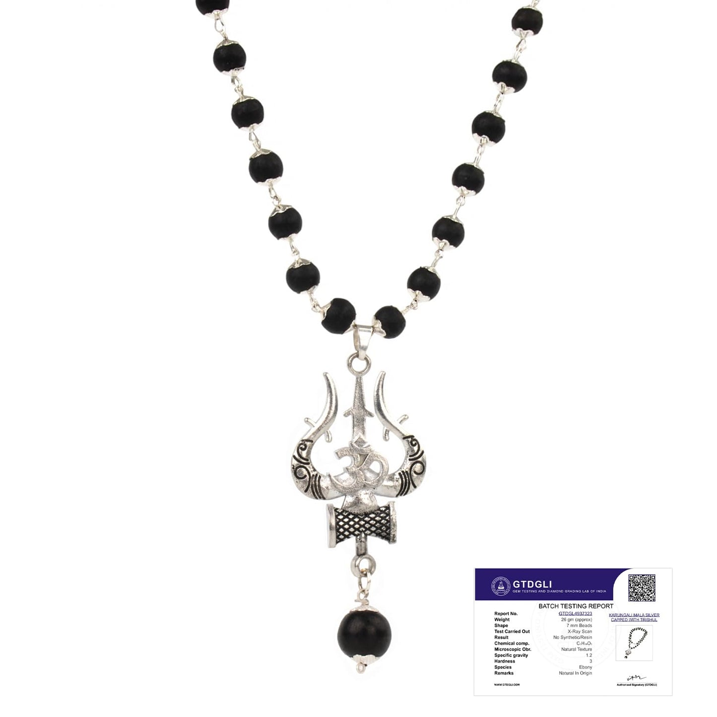 Astrotalk Karungali Malai with Om Shiv Trishul Pendant | Karungali Mala Original 54 Beads | Blessings of Lord Shiva & Murugan | Divine Mala for Protection, Peace & Strength | Gift for Man & Woman