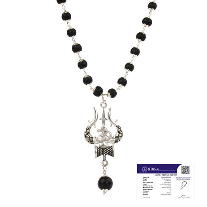 Astrotalk Karungali Malai with Om Shiv Trishul Pendant | Karungali Mala Original 54 Beads | Blessings of Lord Shiva & Murugan | Divine Mala for Protection, Peace & Strength | Gift for Man & Woman