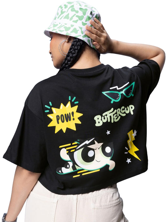 Bewakoof Official Cartoon Network Merchandise WomenS Graphic Printed Oversized Top_608723_Black_2Xl