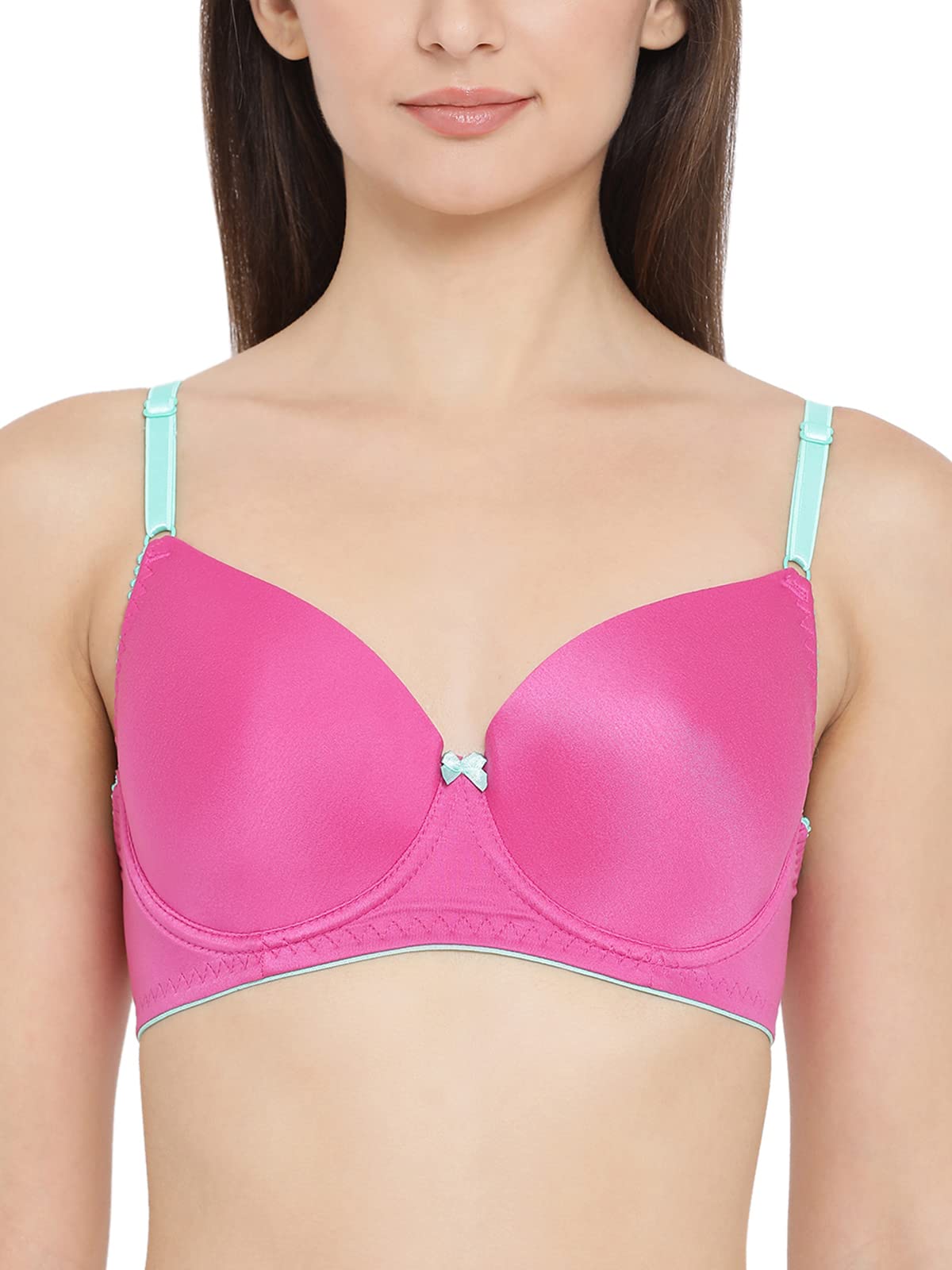 Clovia Womens Lightly Padded Underwired T-Shirt Bra (BR1794R14_Pink_34B)