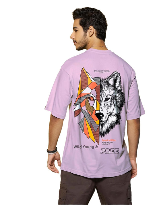 Bewakoof Men Cotton Oversized Fit T-Shirt 1195817 Purple XL