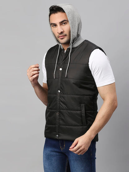 Dennis Lingo Color Block Polyester Regular Fit Full Sleeves MenS Hooded Puffer Jacket With 2 Pockets - Lightweight Casual Winte