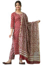 ANNI DESIGNER Women's Cotton Blend Floral Printed Straight Kurta with Pants & Dupatta (Tasya)