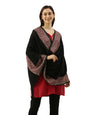 Pashmoda Womens 100% Pure Wool Nalki Embroidered Stole, Shawl and Wrap, Woolmark Certified, Sustainable and Natural Fabric (Size
