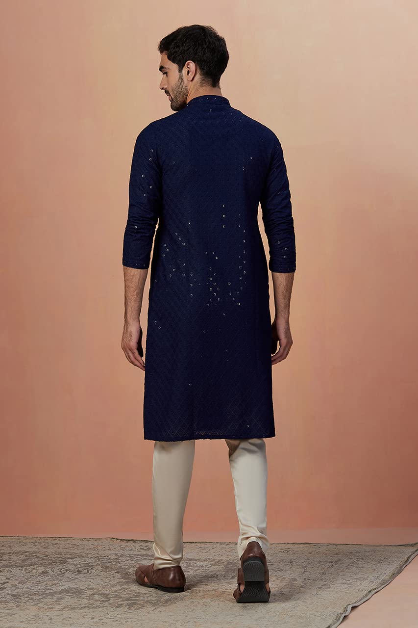 Manyavar Kurta Set For Men, Full Sleeves Mandarin Collar Ethnic MenS Kurta Set For Engagement, Wedding, Party Blended Cotton Em