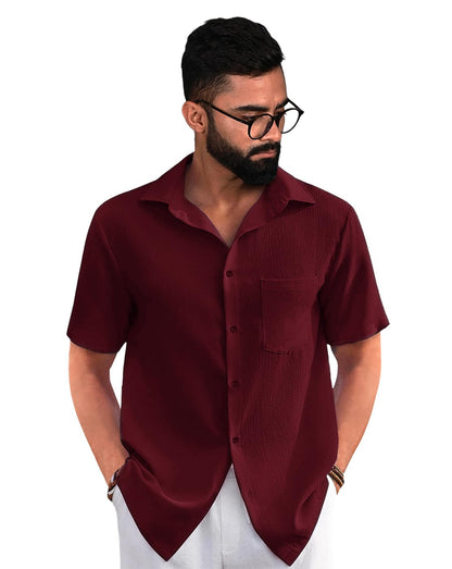 Tee Projekt Mens Solid Regular Fit Shirt (ERE-02_Maroon