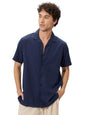The Souled Store Solids: Rich Navy Blue Men and Boys Long Sleeve Collared Neck Button Down Cotton Textured Shirts for Men