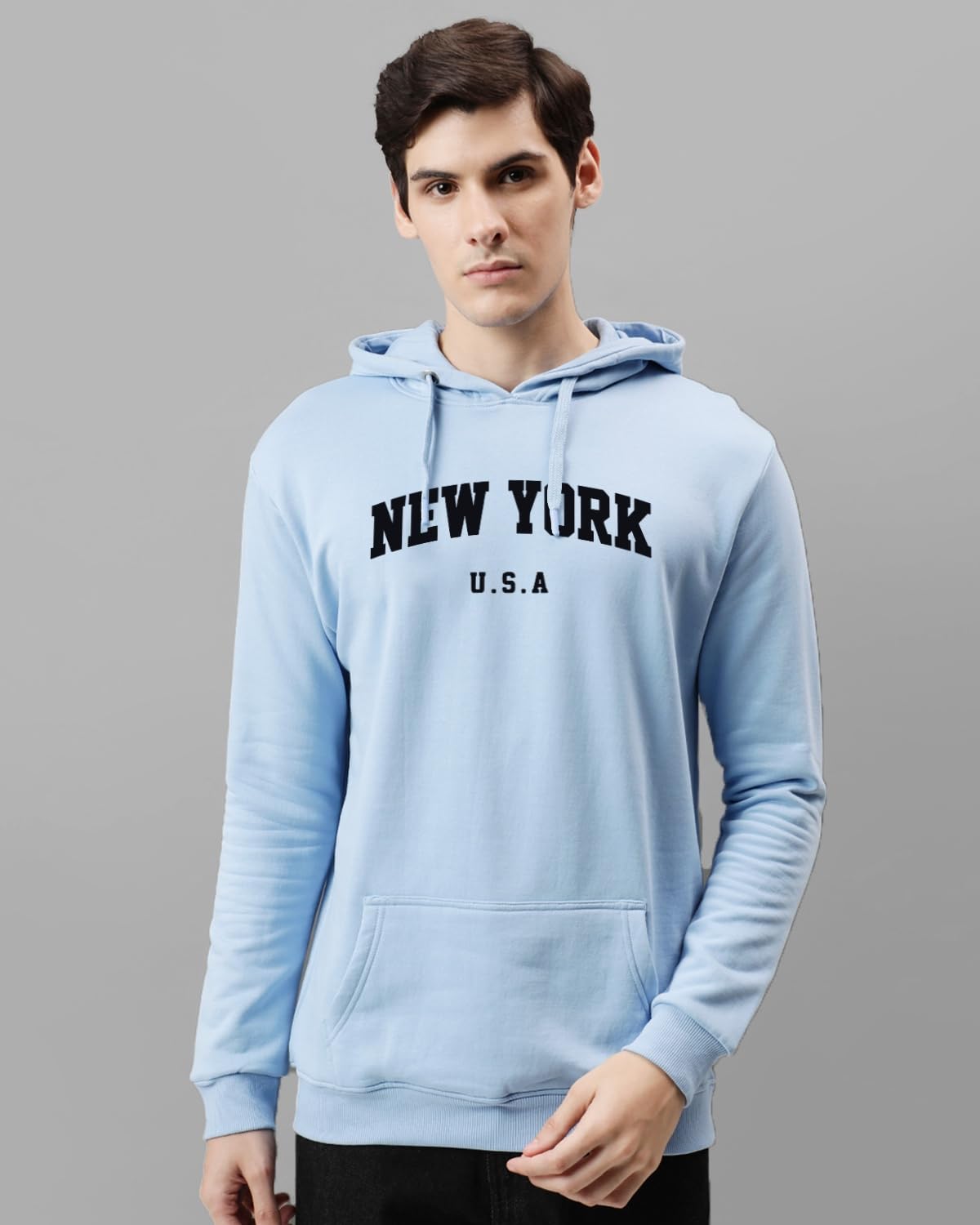 ADRO Men's Cotton Blend Neck Hooded Sweatshirt (H24-NEW)