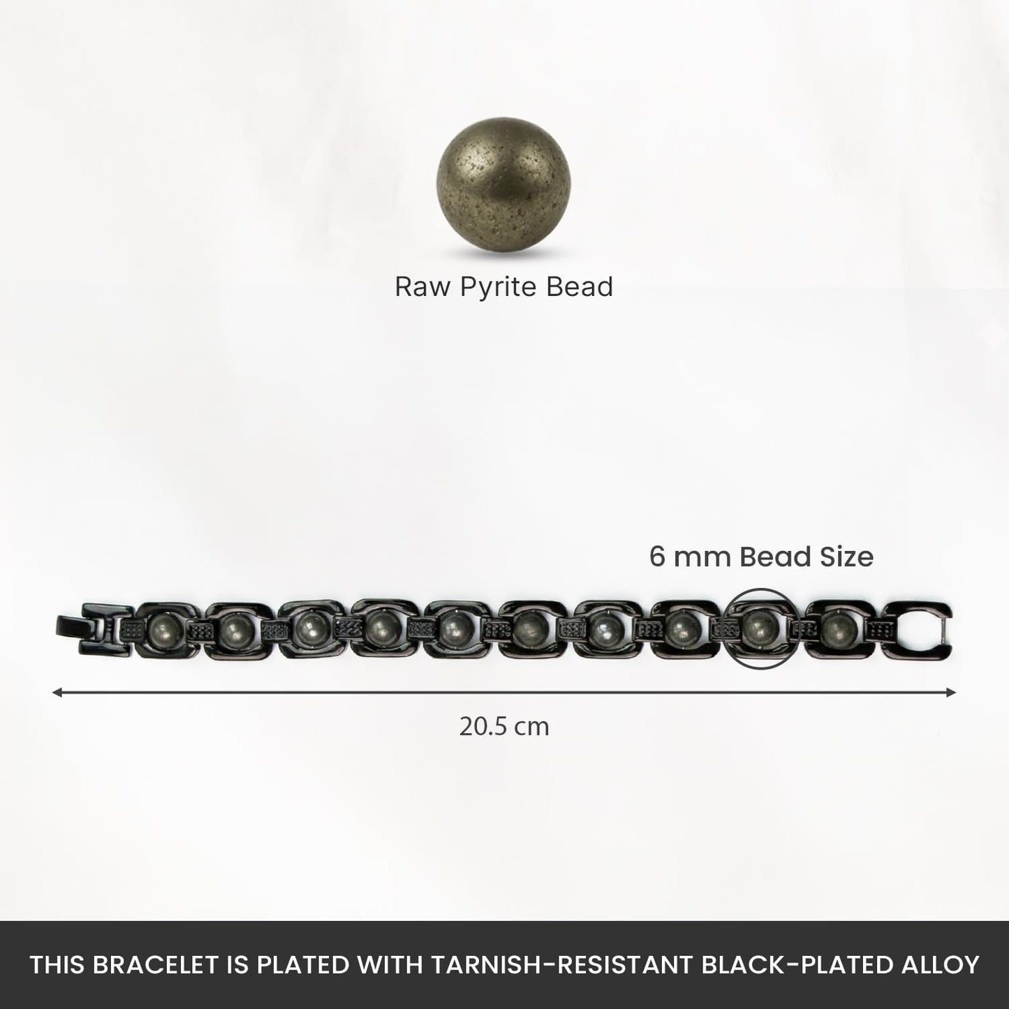 Astrotalk Metal Raw Pyrite Bracelet (Black) | Attracts Money and Boosts Confidence | Astrology Bracelet for Man and Women | Beautifully Crafted with Healing Crystals | Gift for Man & Woman