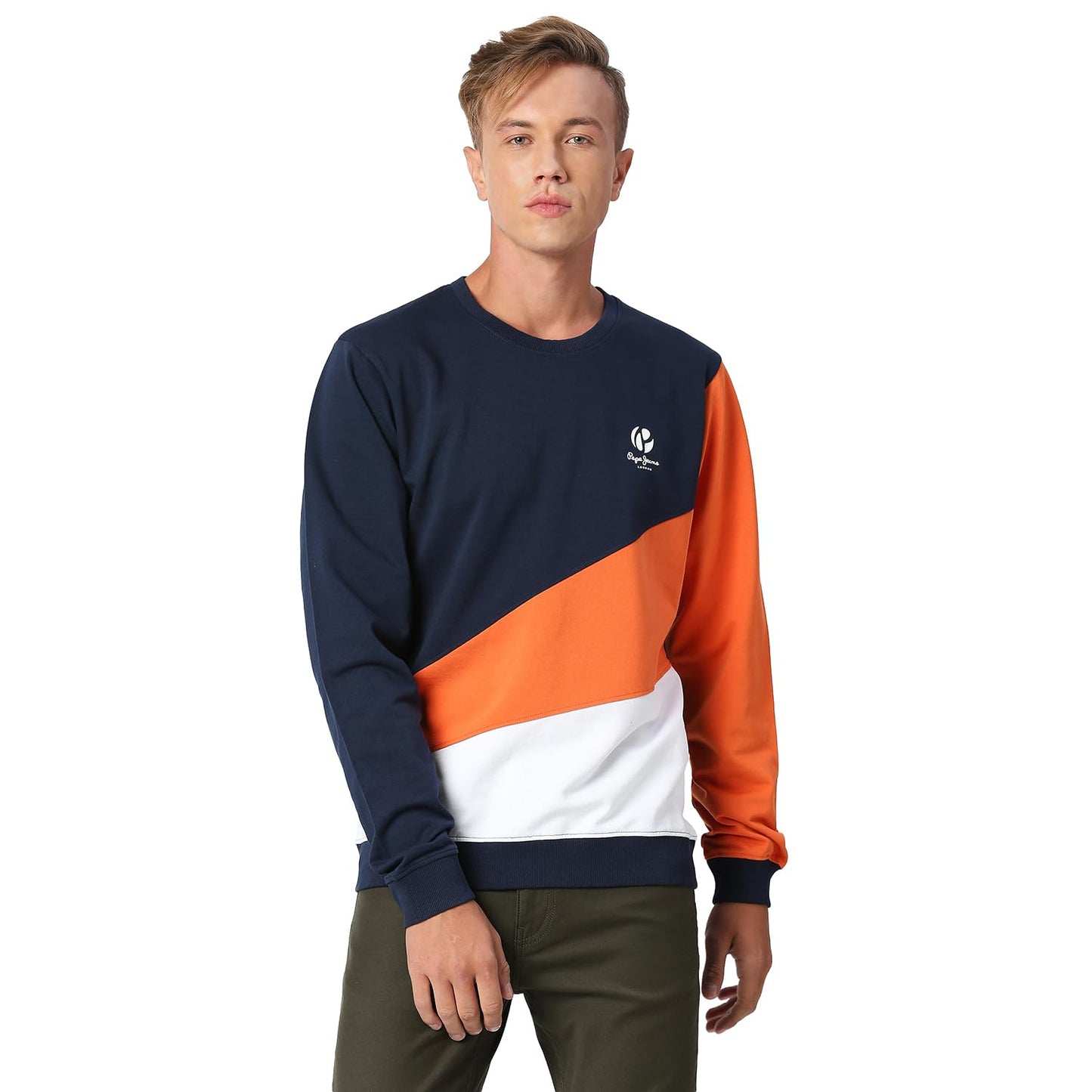 Pepe Jeans Mens Jereld Sr Colourblock Sweatshirt, Navy,2Xl