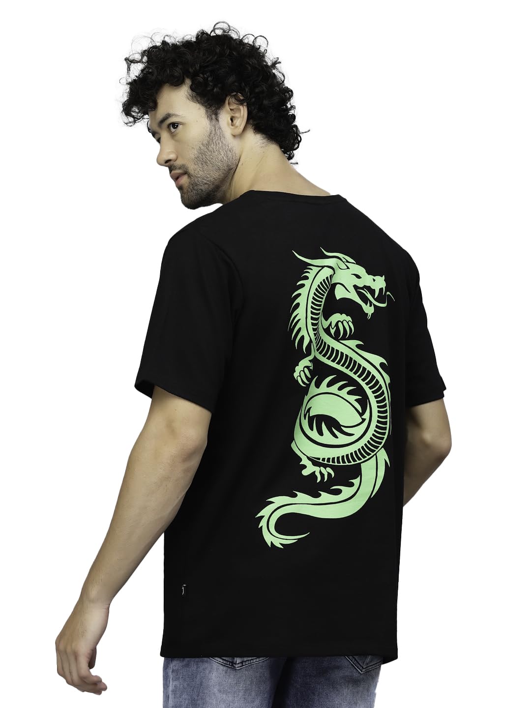 Rigo Back Printed Half Sleeves Round Neck Oversized T-Shirt for Men | Drop Shoulder T-Shirt for Men | Loose Baggy Fit T-Shirt fo