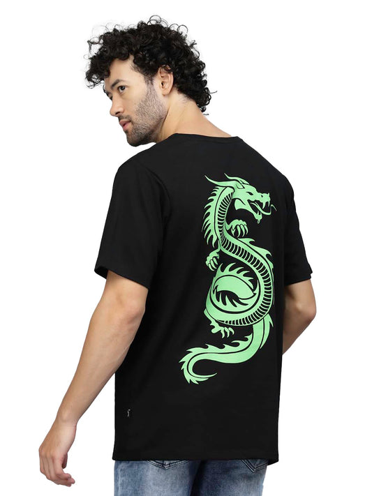 Rigo Back Printed Half Sleeves Round Neck Oversized T-Shirt for Men | Drop Shoulder T-Shirt for Men | Loose Baggy Fit T-Shirt fo